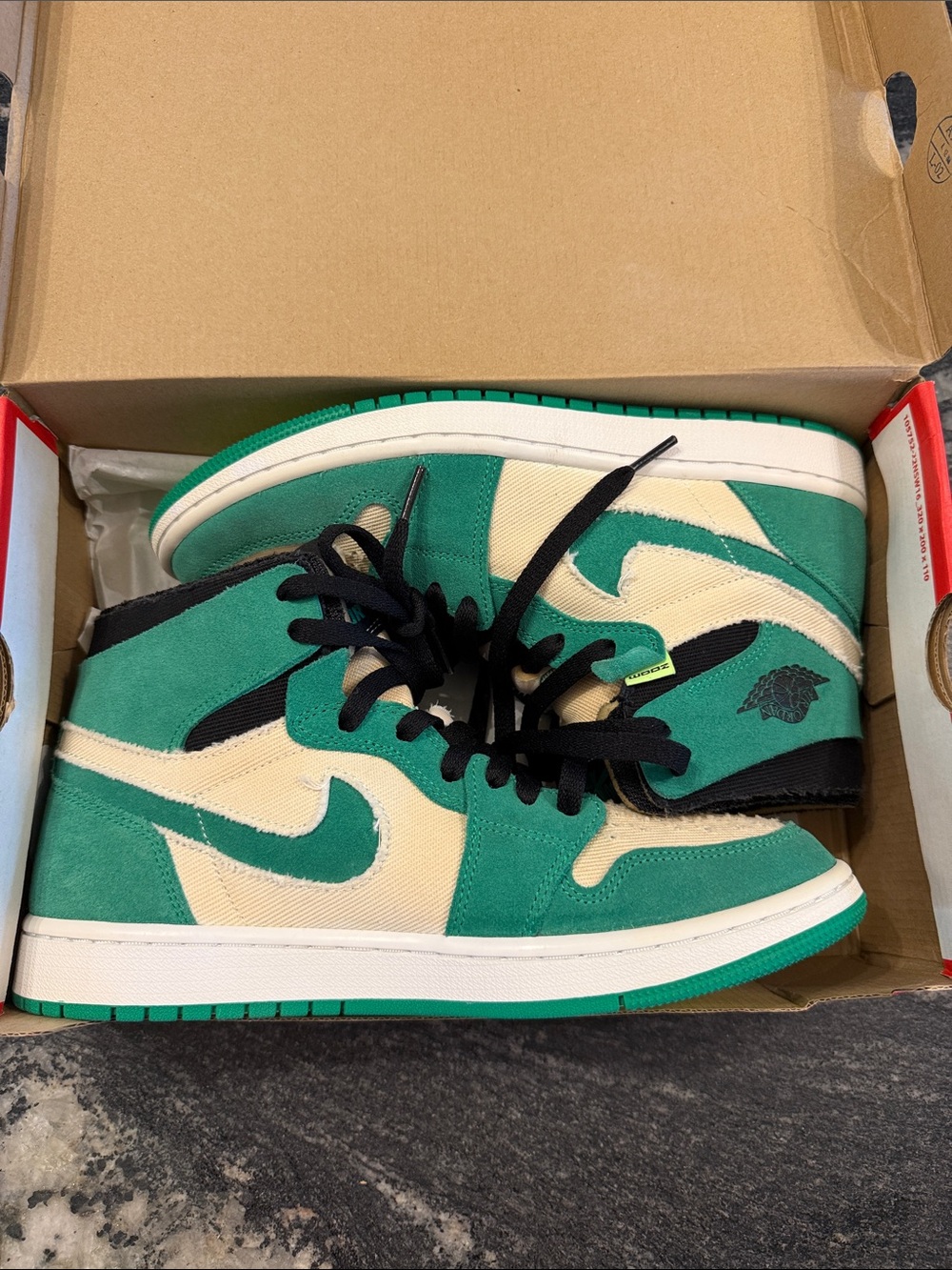 Nike Air Jordan 1 Low Green & Cream with Black Accents